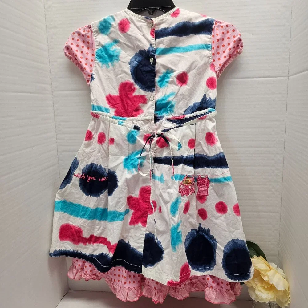 Summer SS Oilily Girls Whimsical 128 7 8 Dress Pink Polka Dot Netherland Dutch - Picture 10 of 12